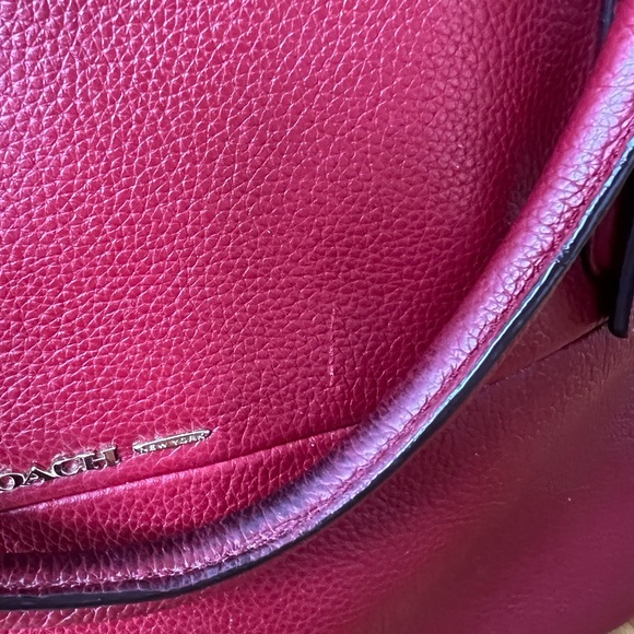 Coach Red Pebbled Leather Shoulder Borough Bag with removable cross body strap - Picture 9 of 9
